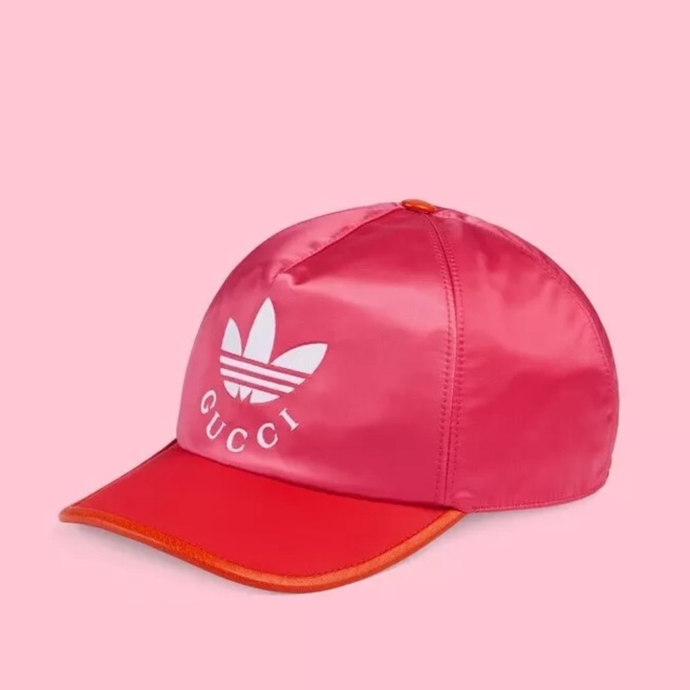 Gucci x adidas unisex seta silk leather trim logo monogram baseball cap hat NEW - Picture 1 of 8